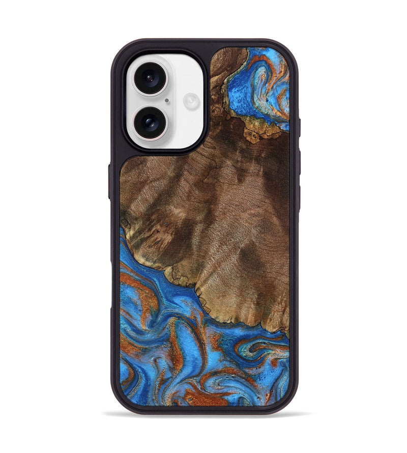 iPhone 17 Wood Phone Case - Thiago (Teal & Gold, 793507)