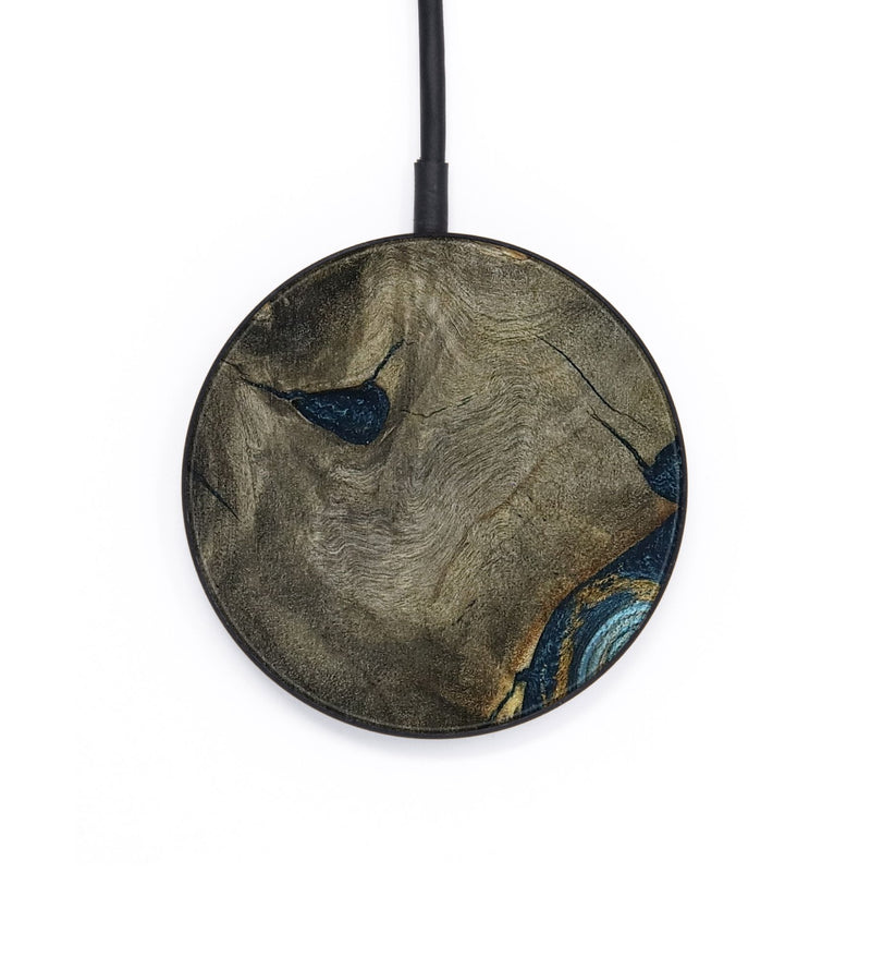 Circle Wood Wireless Charger - Carey (Teal & Gold, 793510)