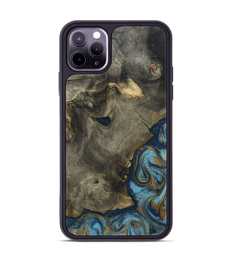 iPhone 11 Pro Max Wood Phone Case - Carey (Teal & Gold, 793510)