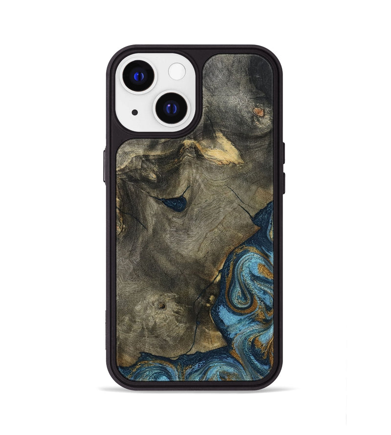 iPhone 13 Wood Phone Case - Carey (Teal & Gold, 793510)