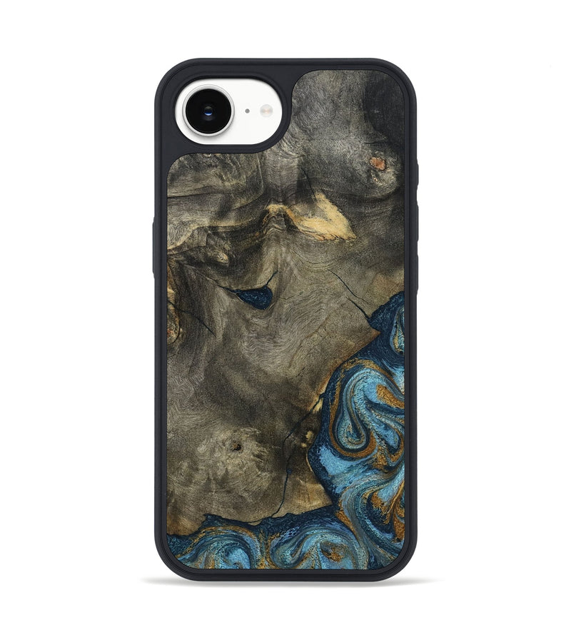 iPhone 16e Wood Phone Case - Carey (Teal & Gold, 793510)