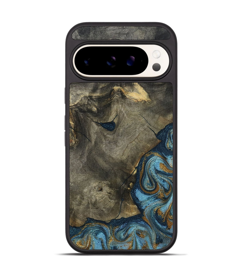 Pixel 9 Wood Phone Case - Carey (Teal & Gold, 793510)