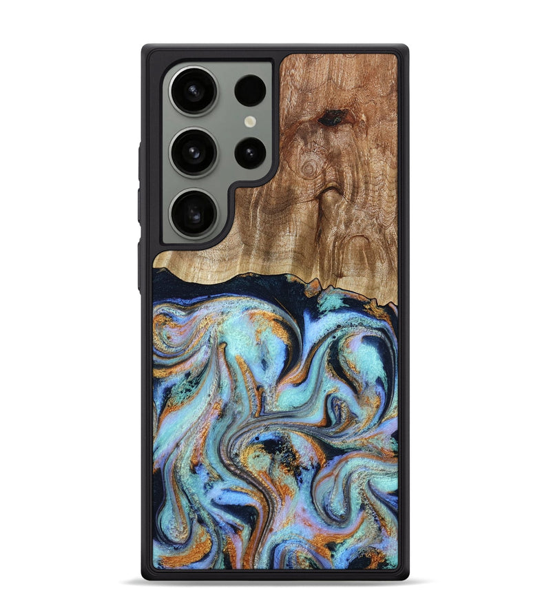 Galaxy S24 Ultra Wood Phone Case - Maren (Teal & Gold, 793511)