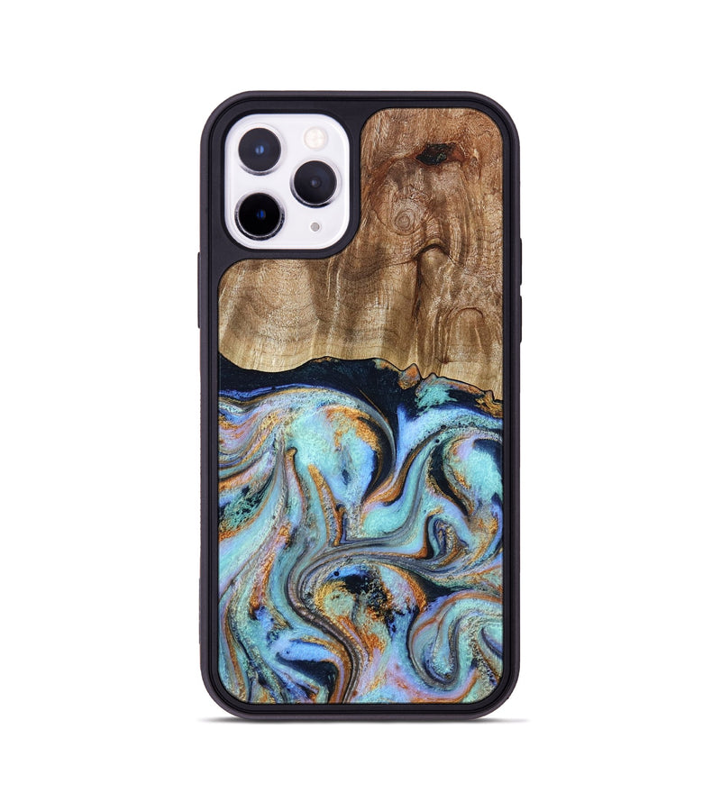 iPhone 11 Pro Wood Phone Case - Maren (Teal & Gold, 793511)