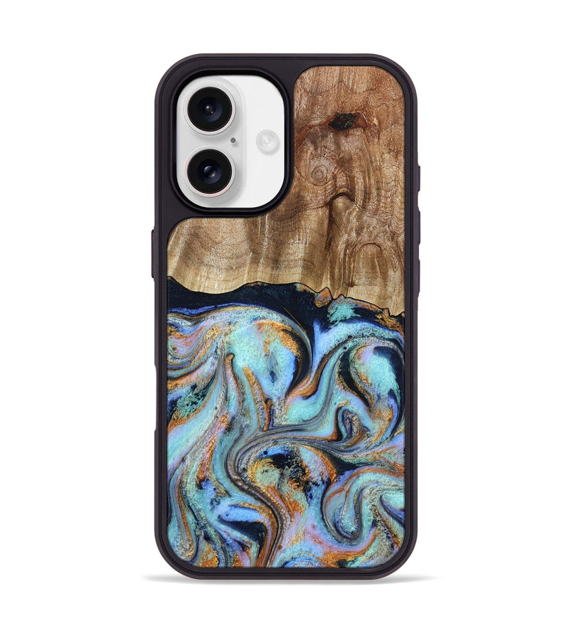 iPhone 17 Wood Phone Case - Maren (Teal & Gold, 793511)