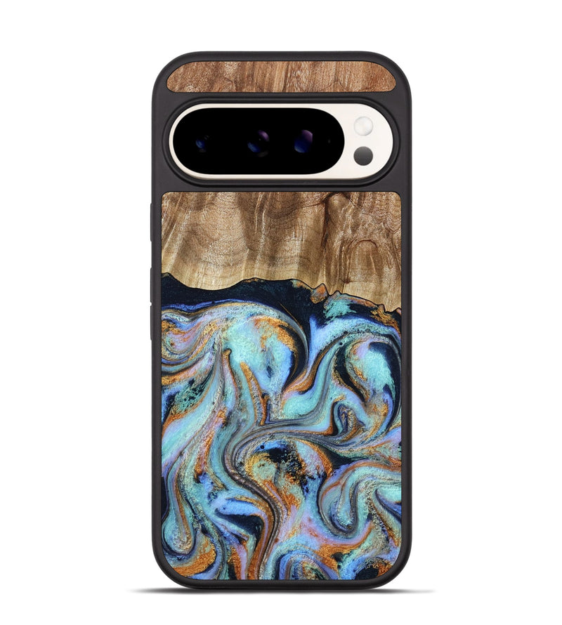 Pixel 9 Pro Wood Phone Case - Maren (Teal & Gold, 793511)