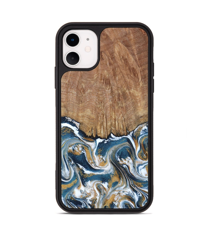 iPhone 11 Wood Phone Case - Jameson (Teal & Gold, 793515)