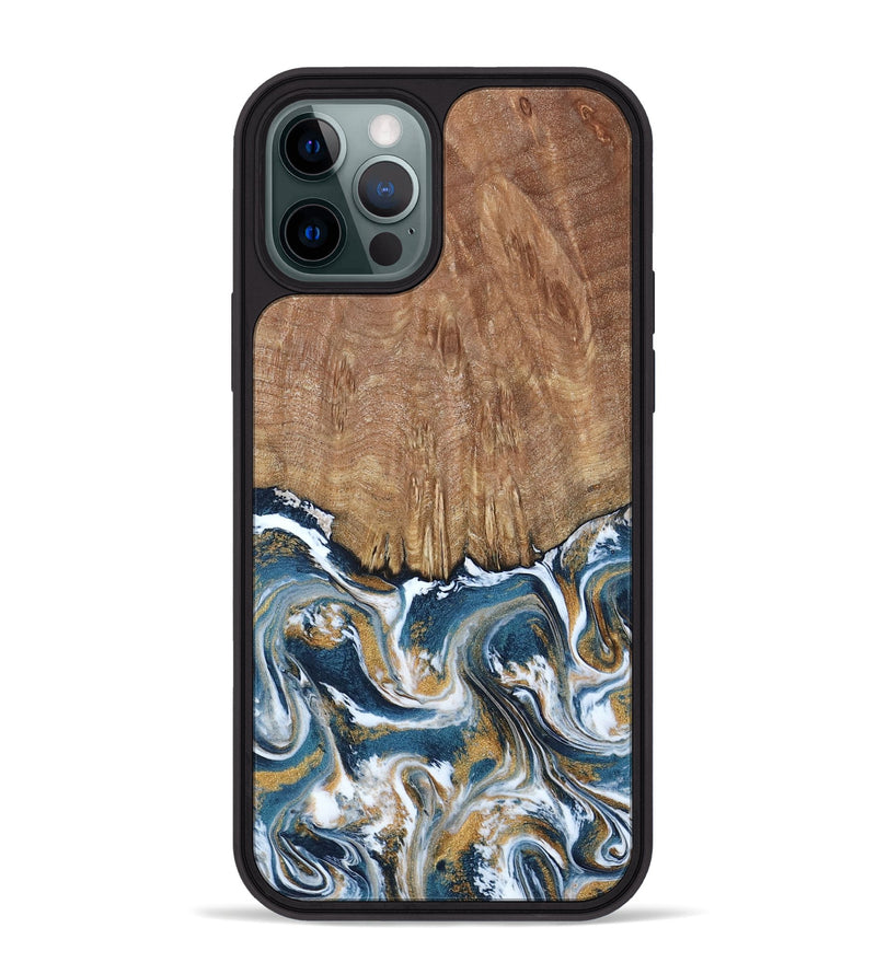iPhone 12 Pro Max Wood Phone Case - Jameson (Teal & Gold, 793515)