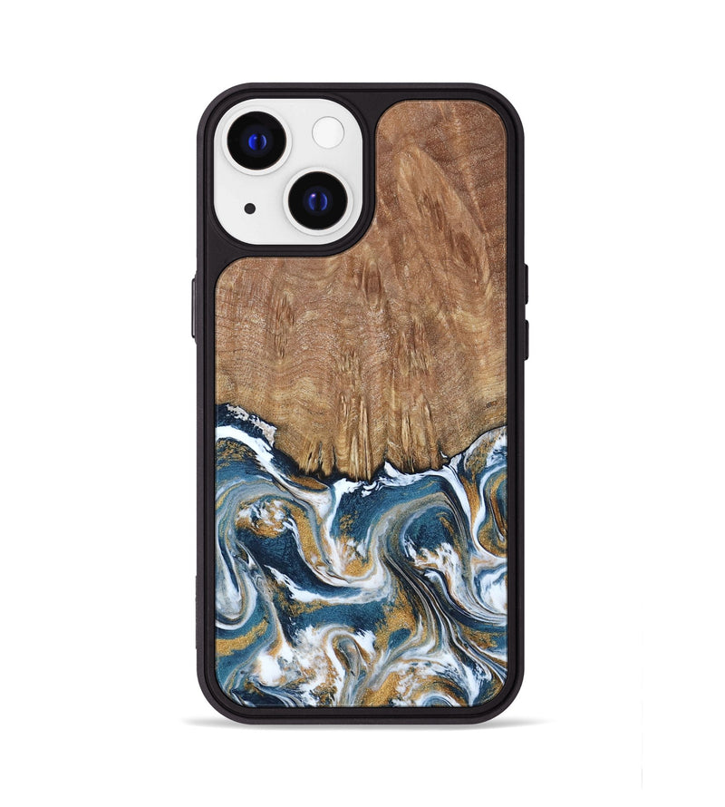 iPhone 13 Wood Phone Case - Jameson (Teal & Gold, 793515)