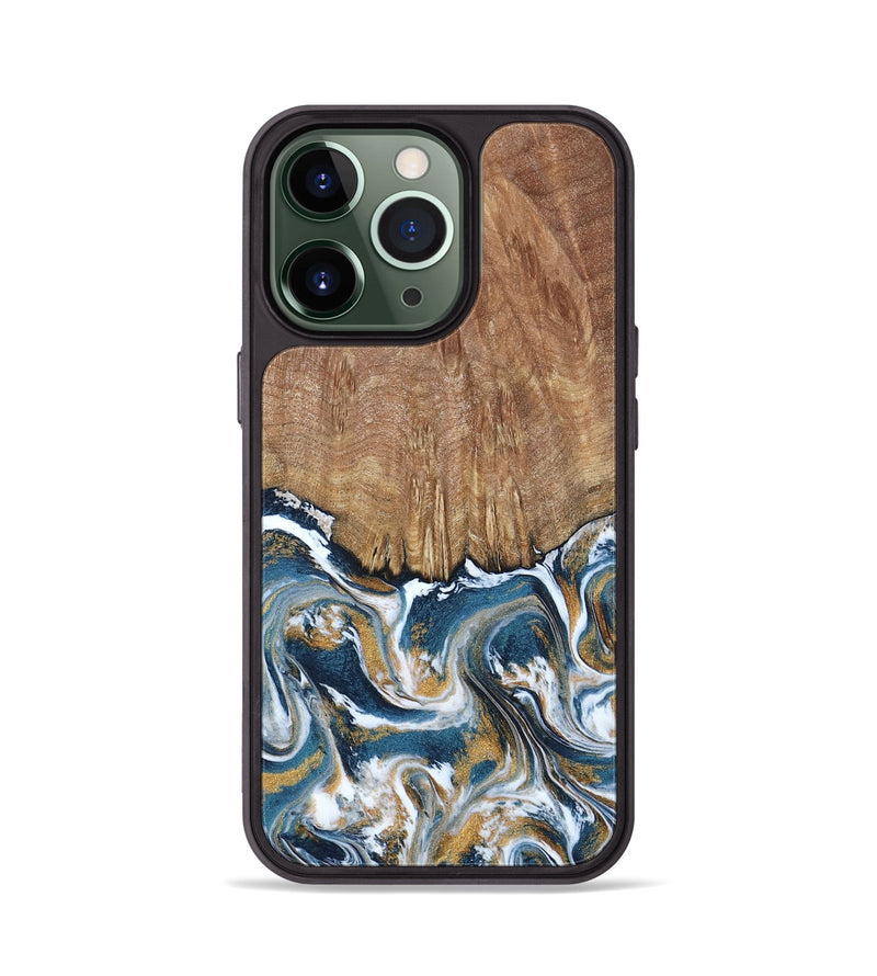 iPhone 13 Pro Wood Phone Case - Jameson (Teal & Gold, 793515)