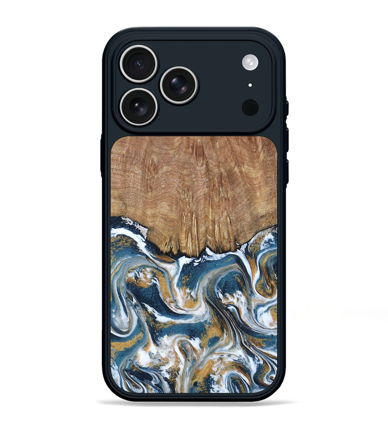 iPhone 17 Pro Max Wood Phone Case - Jameson (Teal & Gold, 793515)