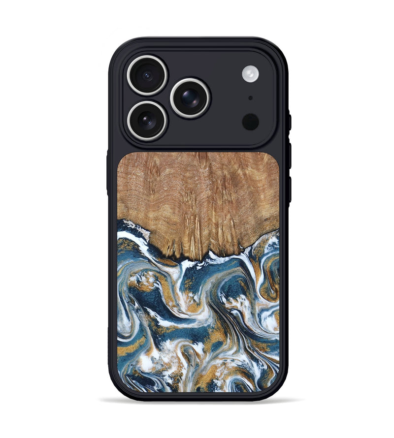 iPhone 17 Pro Wood Phone Case - Jameson (Teal & Gold, 793515)
