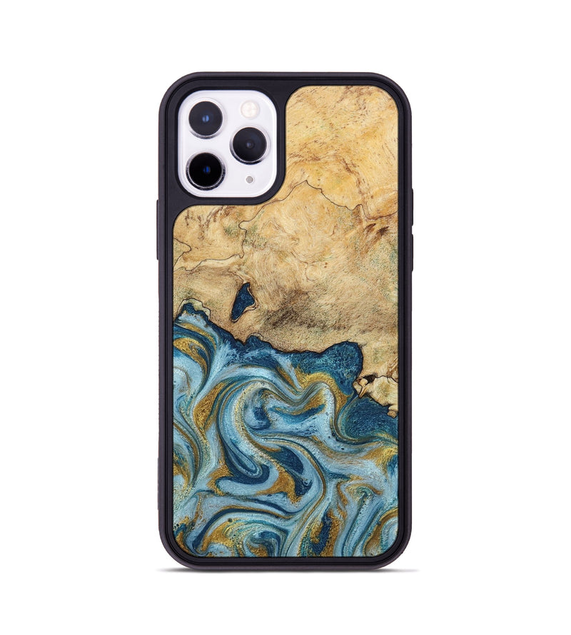 iPhone 11 Pro Wood Phone Case - Mara (Teal & Gold, 793534)