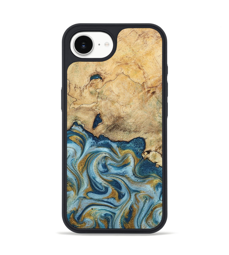 iPhone 16e Wood Phone Case - Mara (Teal & Gold, 793534)