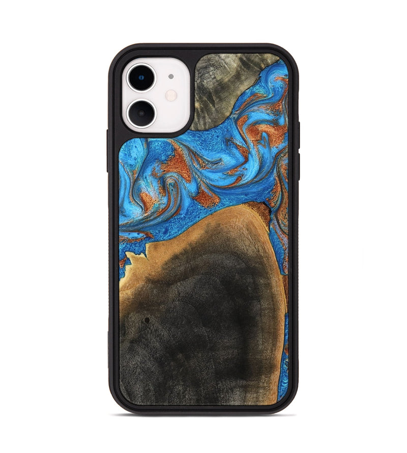 iPhone 11 Wood Phone Case - Casper (Teal & Gold, 793537)