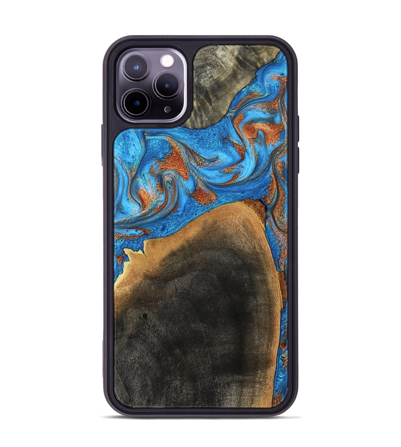 iPhone 11 Pro Max Wood Phone Case - Casper (Teal & Gold, 793537)