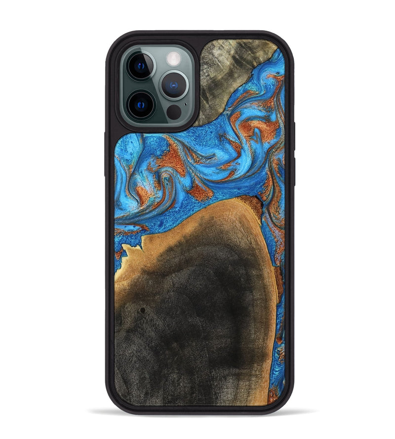 iPhone 12 Pro Max Wood Phone Case - Casper (Teal & Gold, 793537)