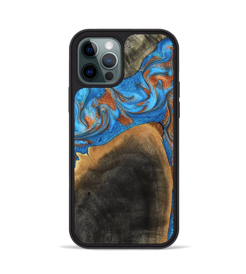 iPhone 12 Pro Wood Phone Case - Casper (Teal & Gold, 793537)