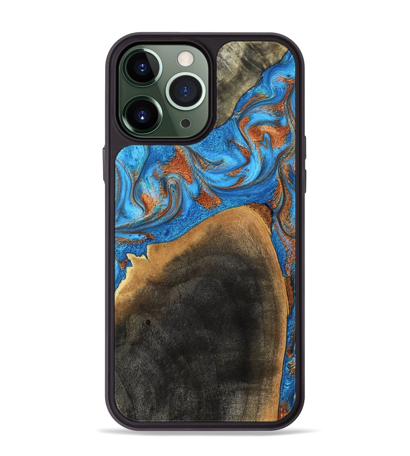iPhone 13 Pro Max Wood Phone Case - Casper (Teal & Gold, 793537)
