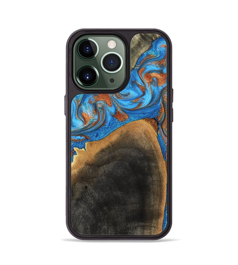iPhone 13 Pro Wood Phone Case - Casper (Teal & Gold, 793537)