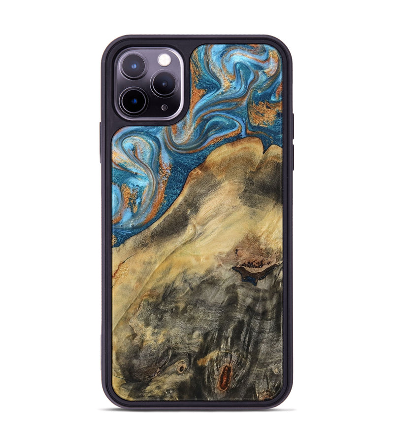 iPhone 11 Pro Max Wood Phone Case - Jorden (Teal & Gold, 793539)