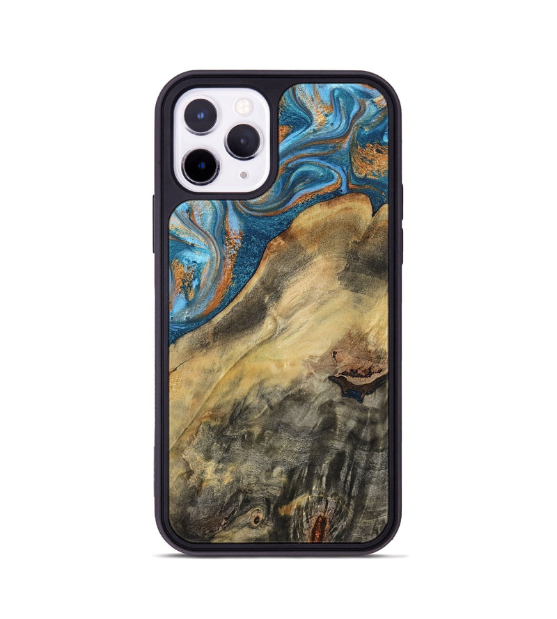 iPhone 11 Pro Wood Phone Case - Jorden (Teal & Gold, 793539)