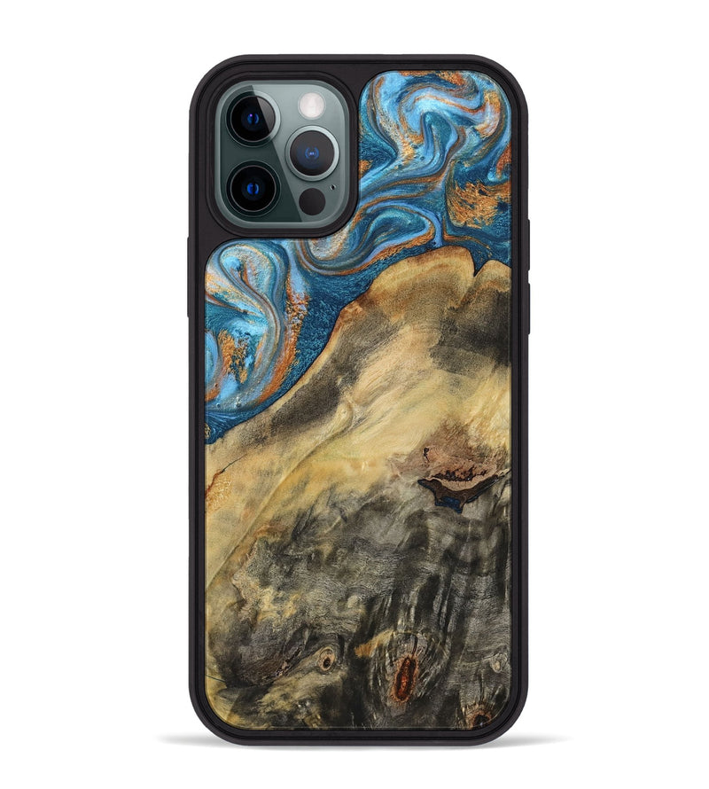 iPhone 12 Pro Max Wood Phone Case - Jorden (Teal & Gold, 793539)