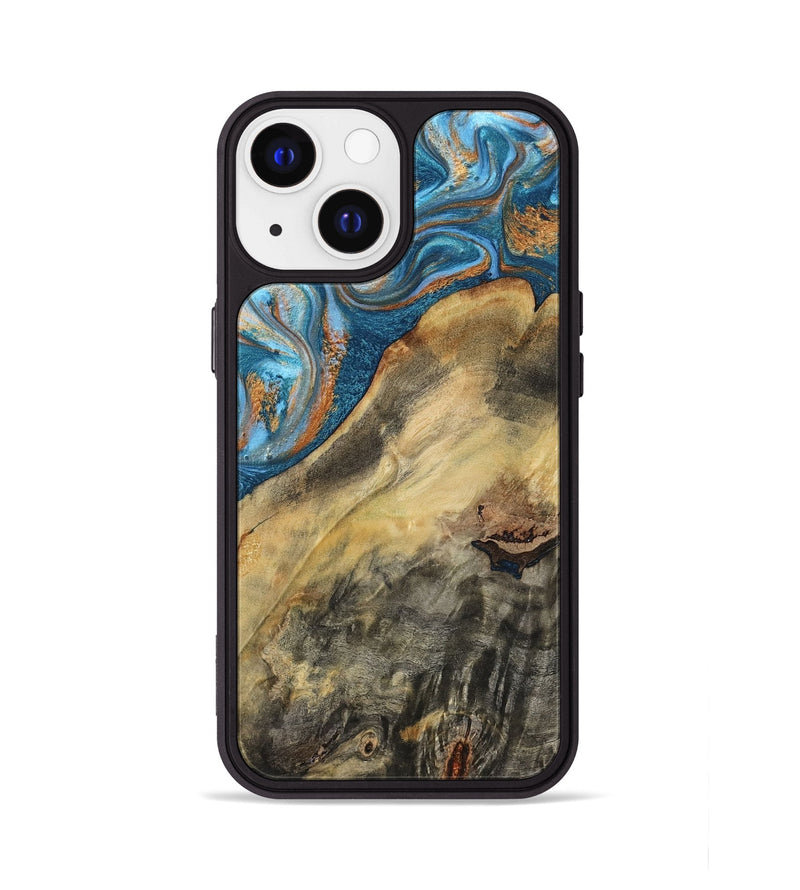 iPhone 13 Wood Phone Case - Jorden (Teal & Gold, 793539)