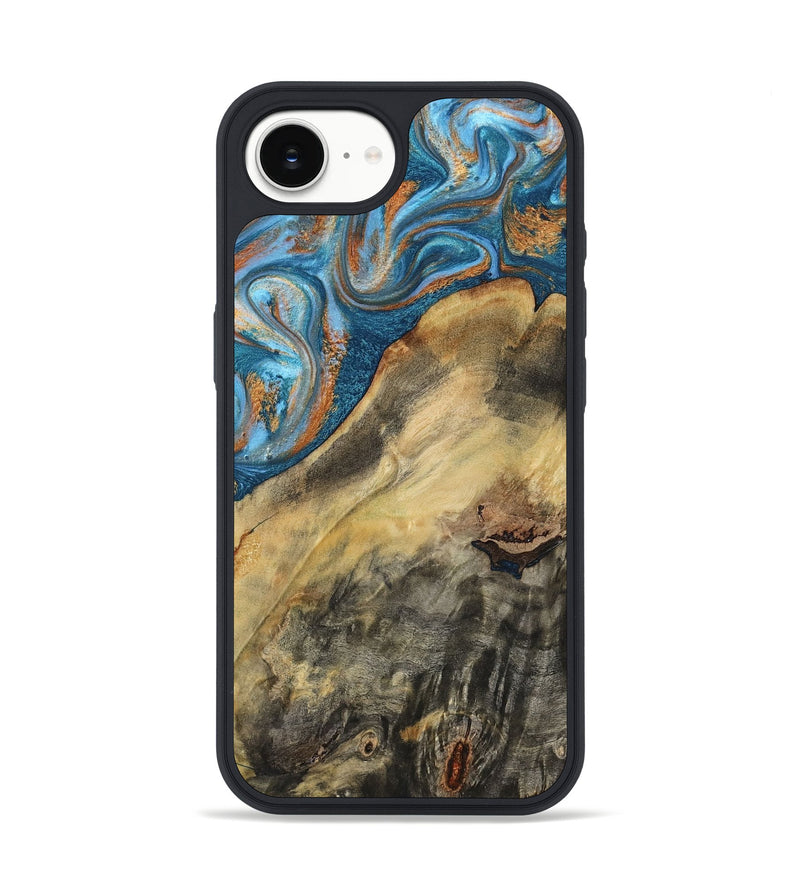 iPhone 16e Wood Phone Case - Jorden (Teal & Gold, 793539)