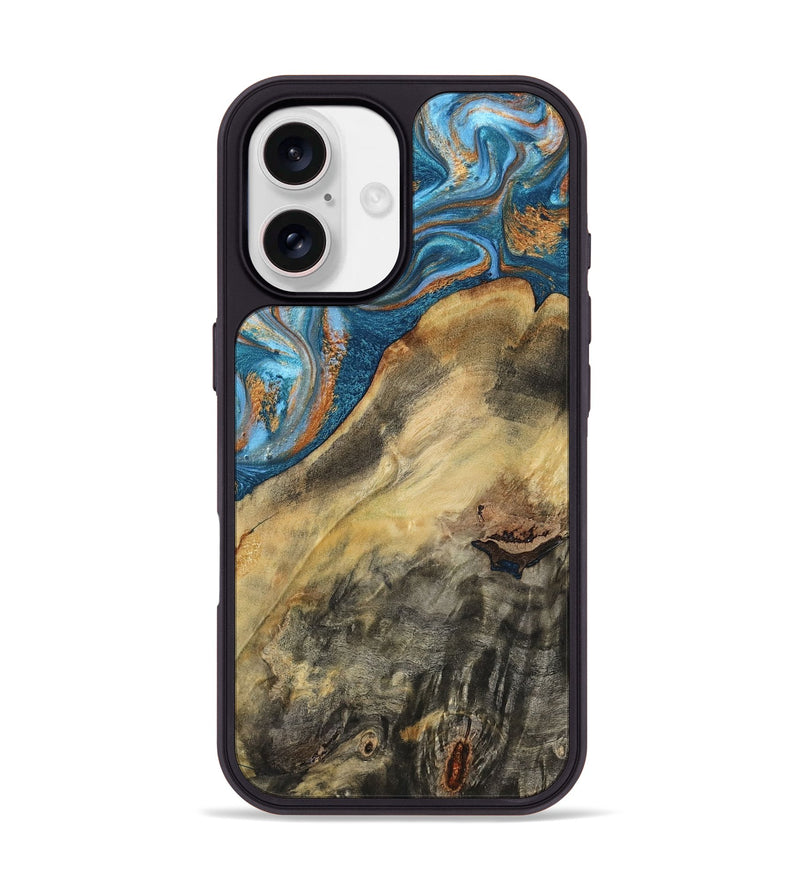 iPhone 17 Wood Phone Case - Jorden (Teal & Gold, 793539)
