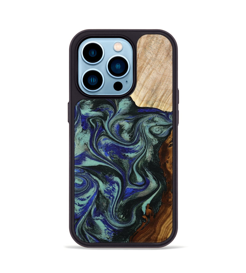 iPhone 14 Pro Wood Phone Case - Carly (Green, 793564)