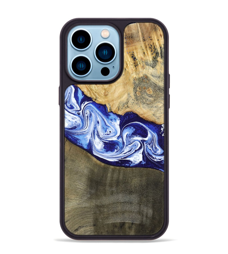 iPhone 14 Pro Max Wood Phone Case - Edith (Blue, 793574)