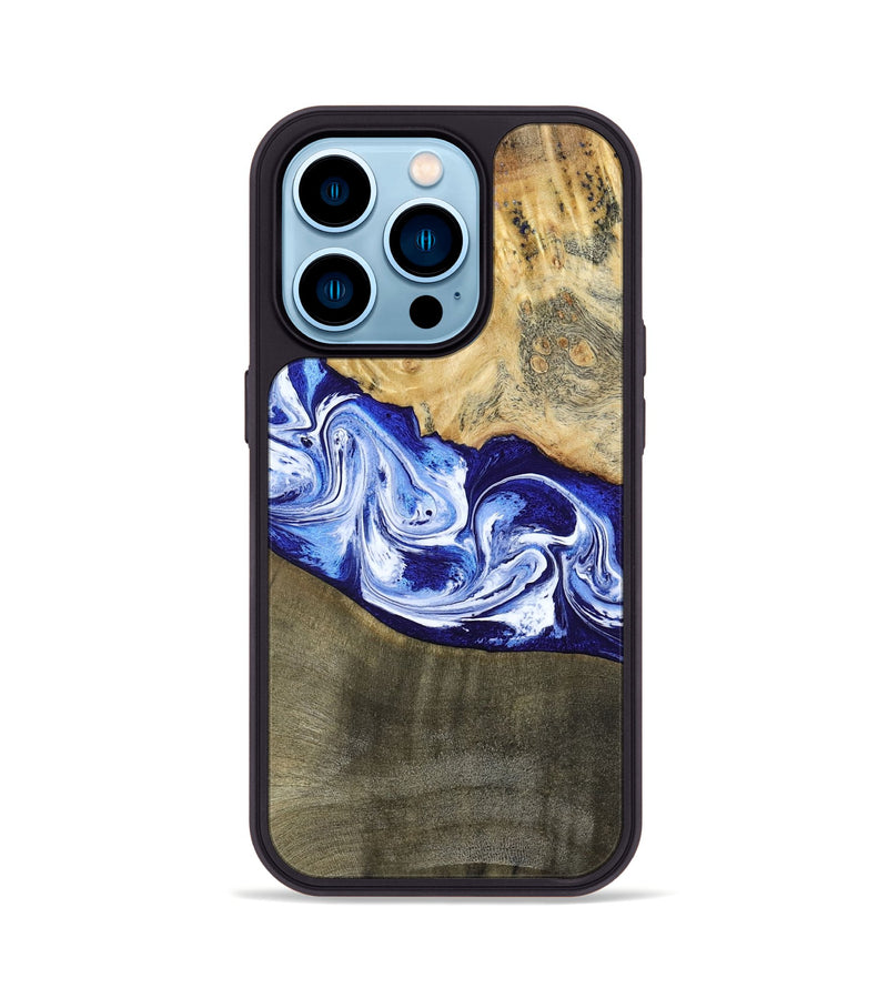 iPhone 14 Pro Wood Phone Case - Edith (Blue, 793574)