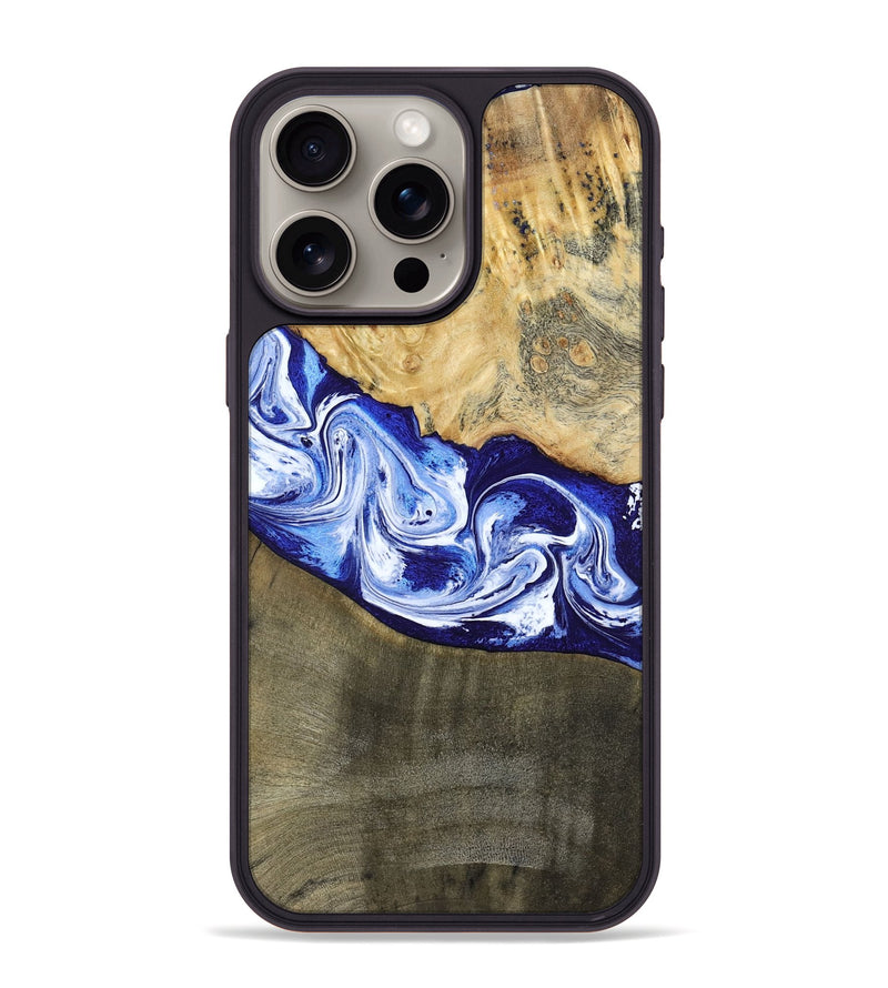 iPhone 15 Pro Max Wood Phone Case - Edith (Blue, 793574)