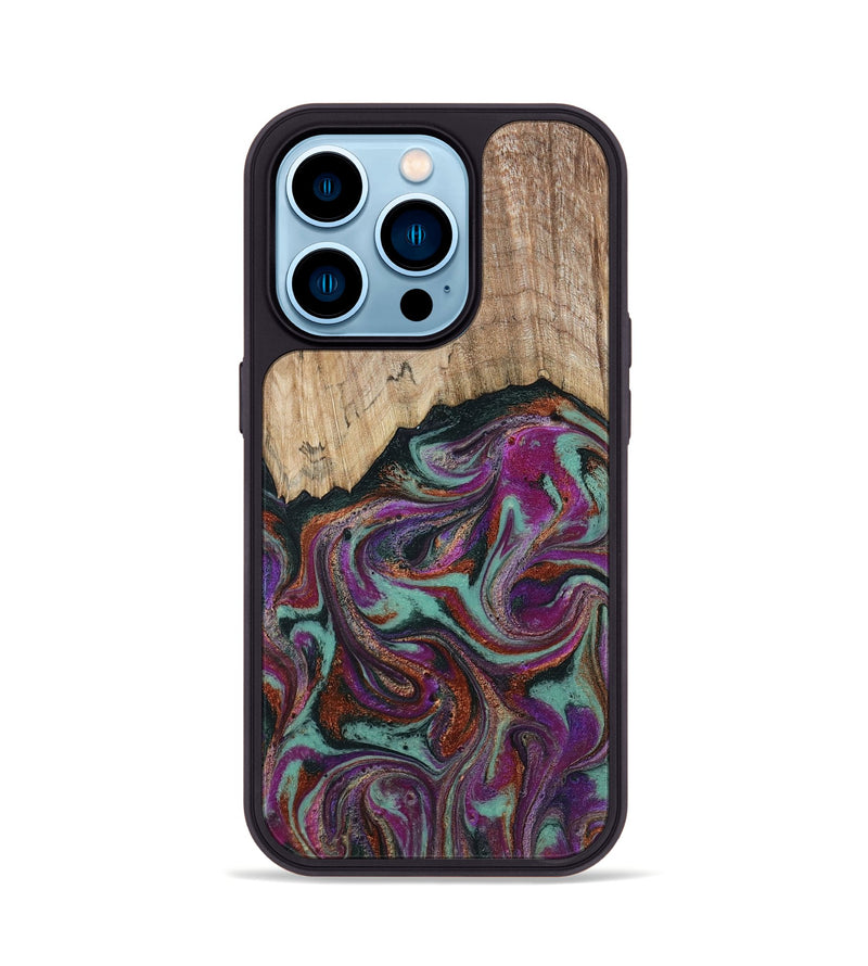 iPhone 14 Pro Wood Phone Case - Darrel (Green, 793578)