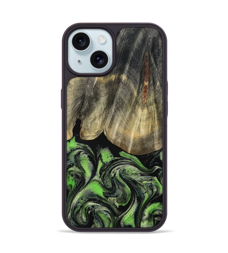 iPhone 15 Wood Phone Case - Larissa (Green, 793579)
