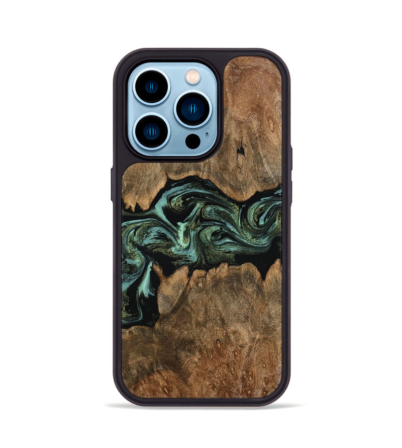 iPhone 14 Pro Wood Phone Case - Breonna (Green, 793584)