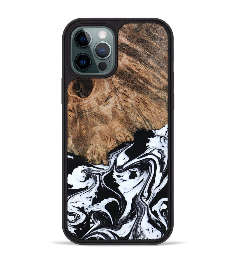 iPhone 12 Pro Max Wood Phone Case - Terry (Black & White, 793721)