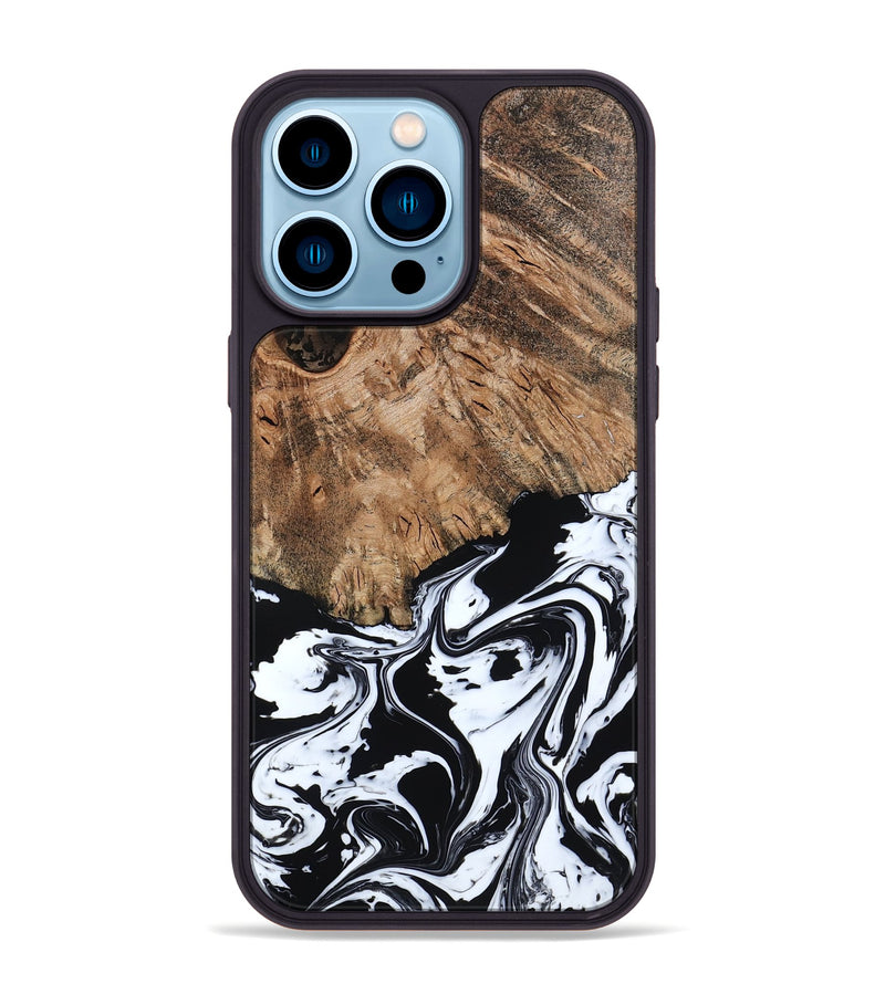 iPhone 14 Pro Max Wood Phone Case - Terry (Black & White, 793721)