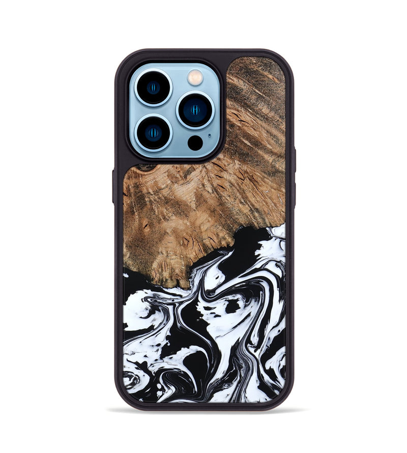 iPhone 14 Pro Wood Phone Case - Terry (Black & White, 793721)