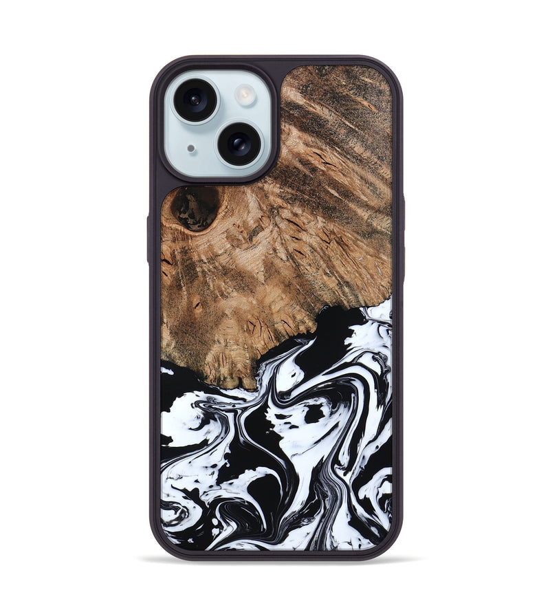 iPhone 15 Wood Phone Case - Terry (Black & White, 793721)