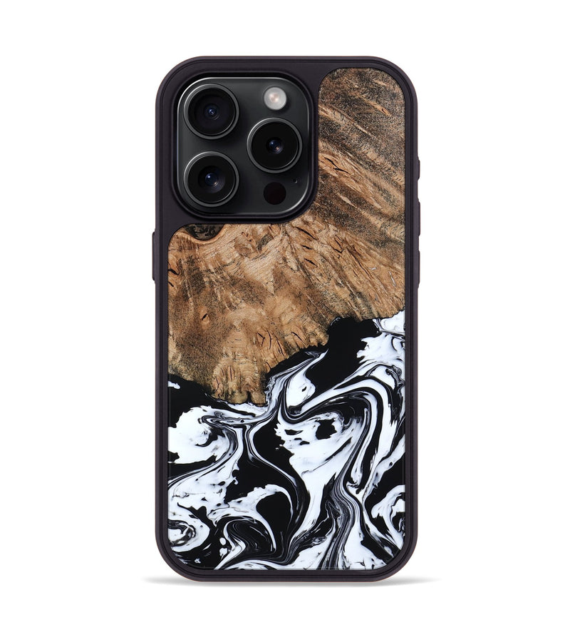 iPhone 15 Pro Wood Phone Case - Terry (Black & White, 793721)