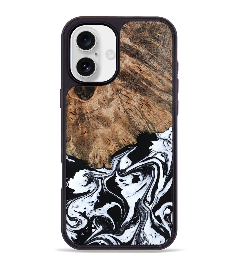 iPhone 16 Plus Wood Phone Case - Terry (Black & White, 793721)
