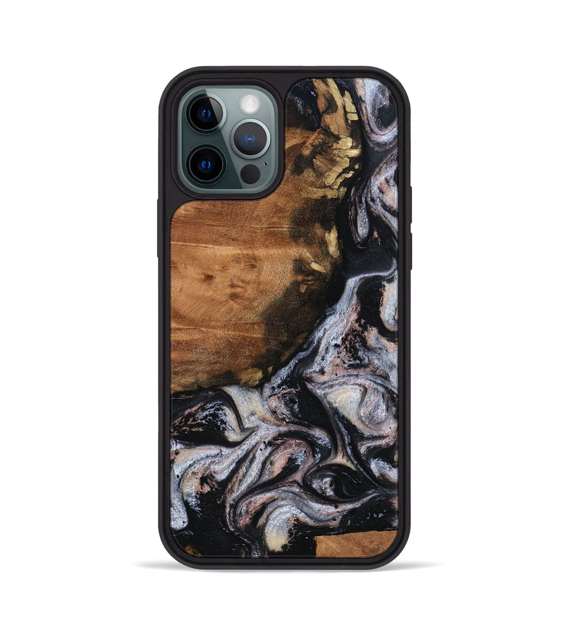 iPhone 12 Pro Wood Phone Case - Shreya (Black & White, 793722)