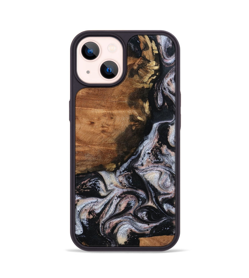 iPhone 14 Wood Phone Case - Shreya (Black & White, 793722)