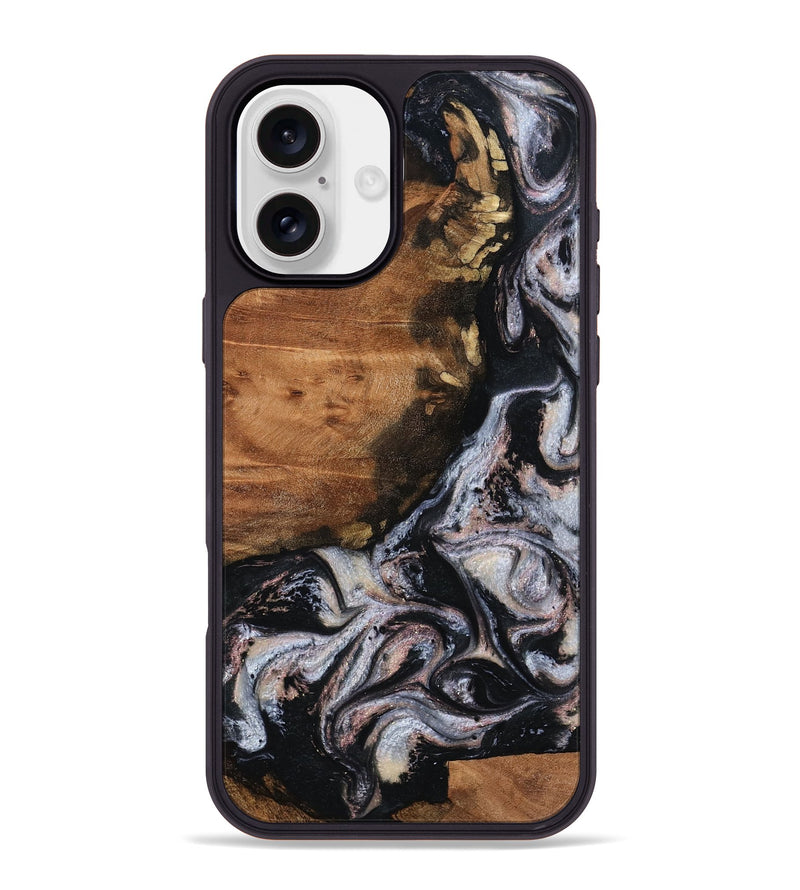 iPhone 16 Plus Wood Phone Case - Shreya (Black & White, 793722)