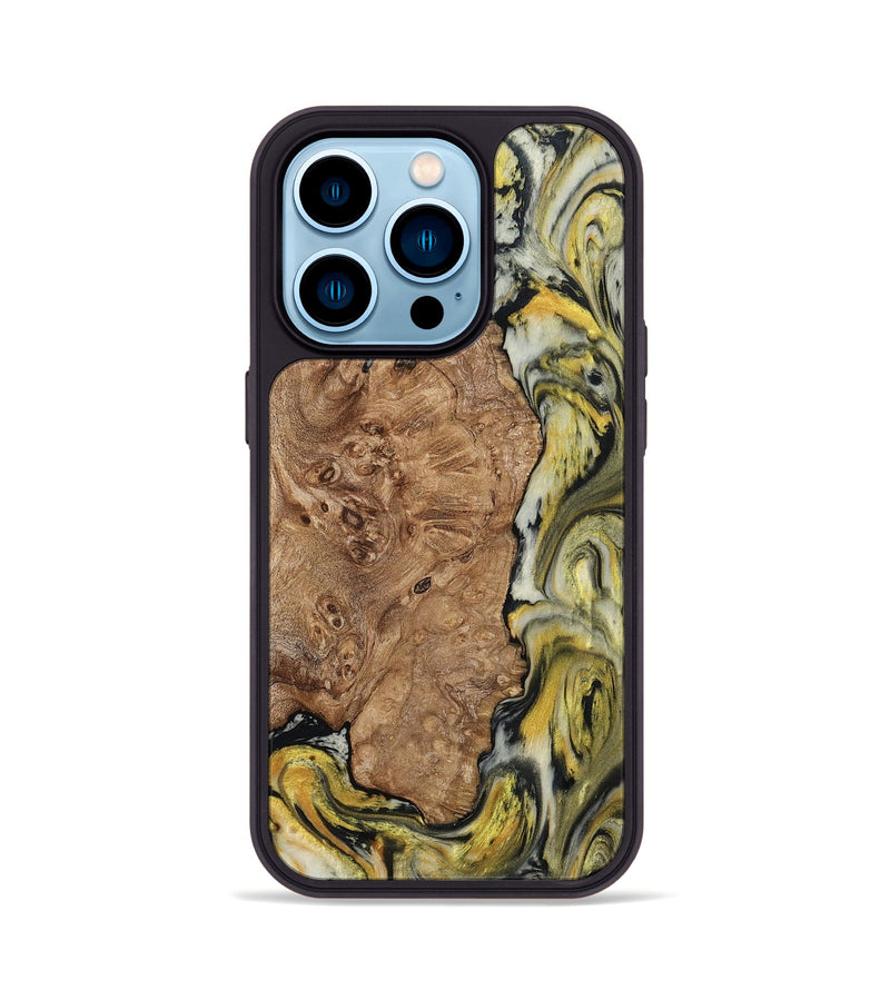 iPhone 14 Pro Wood Phone Case - Lila (Black & White, 793724)