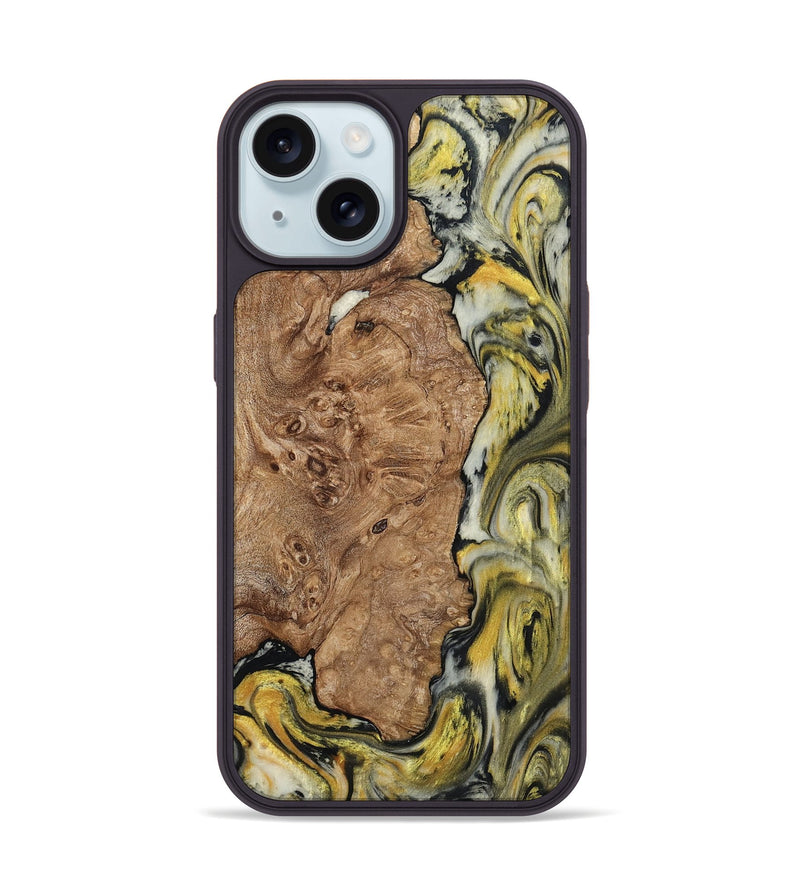 iPhone 15 Wood Phone Case - Lila (Black & White, 793724)