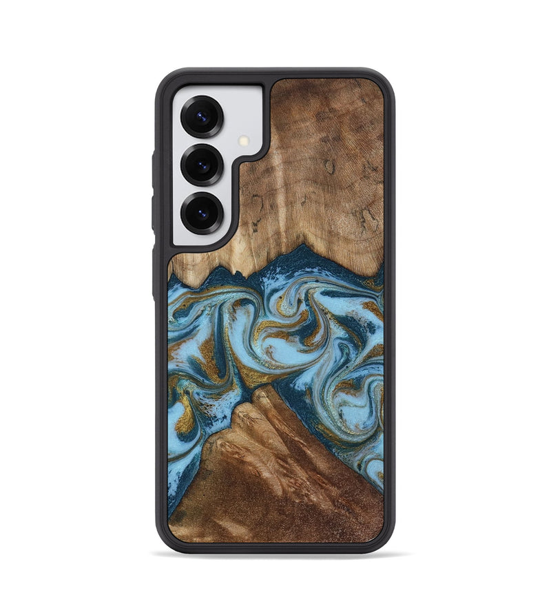 Galaxy S25 Wood Phone Case - Karlee (Teal & Gold, 793746)