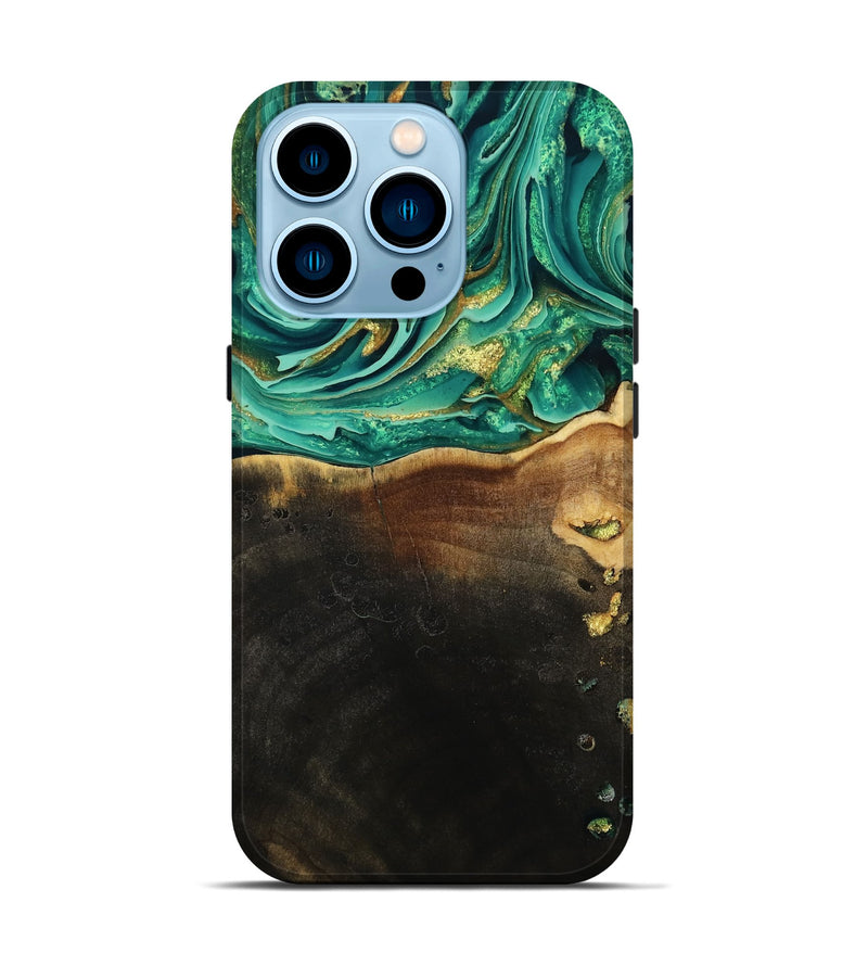 iPhone 14 Pro Wood Live Edge Phone Case - Ford (Green, 793844)